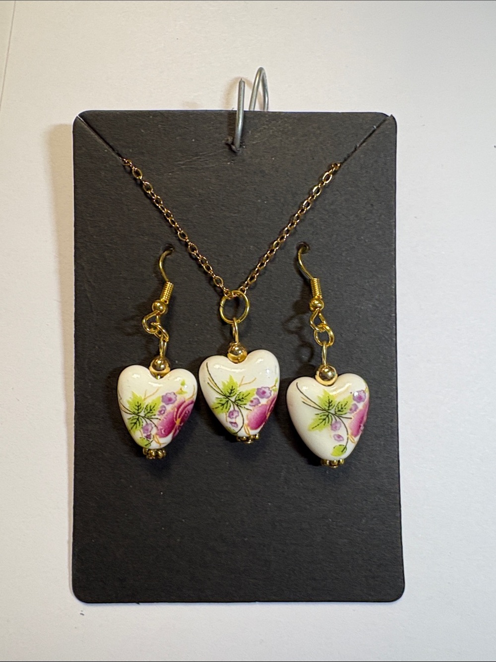 Ceramic Heart Earrings + Necklace Set  Live Show